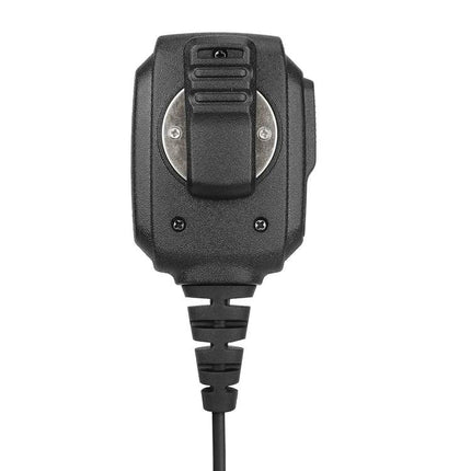 RETEVIS Waterproof Speaker Microphone for Two-Way Radios — black clip-on waterproof speaker mic with coiled cable for outdoor and construction use