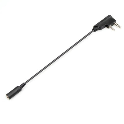 Retevis Kenwood 2-Pin to 3.5mm Audio Transfer Cable for Walkie-Talkies – black adapter cable for hands-free headset connection
