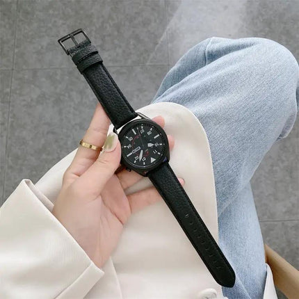 Litchi Leather Replacement Strap Fits Galaxy Watch 3 41/45mm