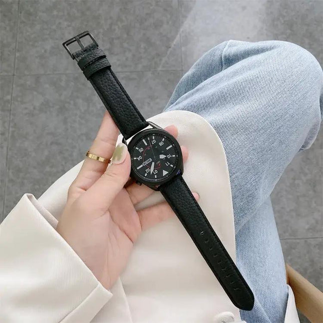 Litchi Leather Replacement Strap Fits Galaxy Watch 3 41/45mm