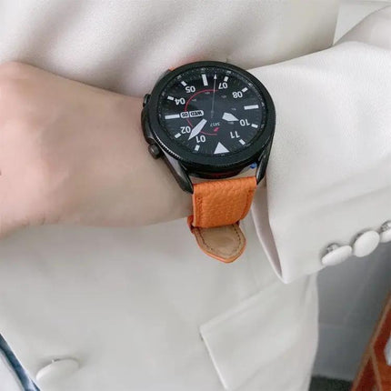 Litchi Leather Replacement Strap Fits Galaxy Watch 3 41/45mm