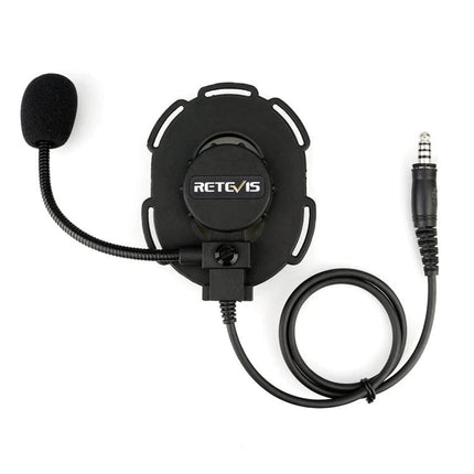 Retevis Waterproof Tactical Headphone Microphone for High-Noise Use — rugged waterproof headset mic with boom and 3.5mm plug for tactical and industrial environments
