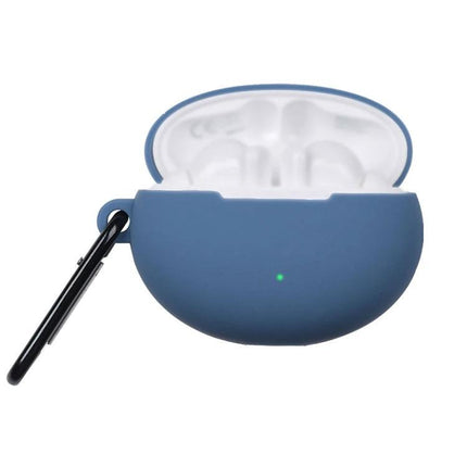Silicone Case for Huawei FreeBuds to Protect Daily Commutes - blue silicone protective cover with carabiner