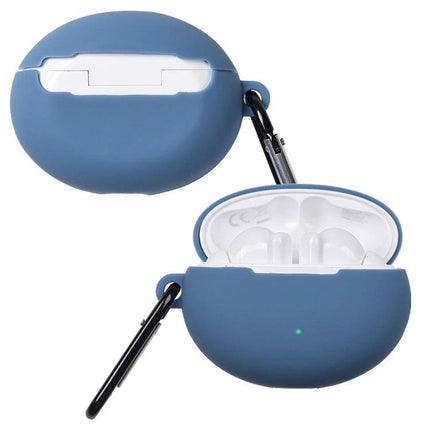 Silicone Case for Huawei FreeBuds to Protect Daily Commutes — blue silicone protective case with carabiner for daily travel