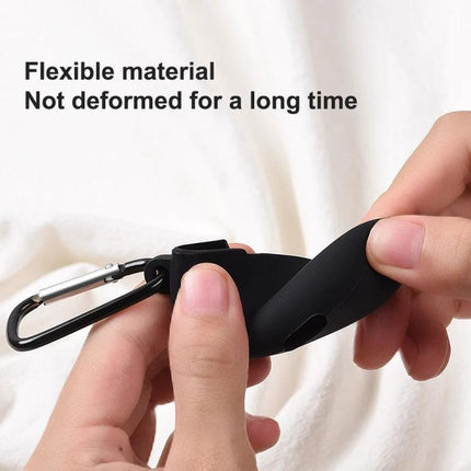 Silicone Case for Huawei FreeBuds to Protect Daily Commutes - black flexible silicone case with carabiner protecting earbuds