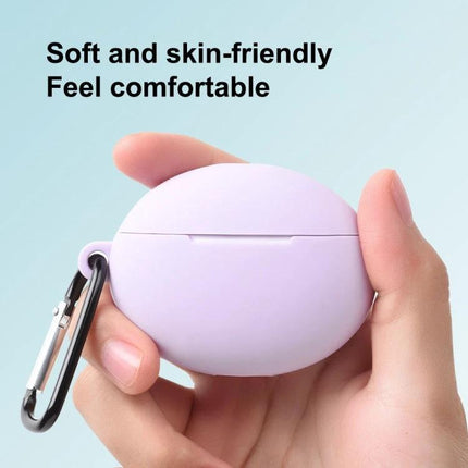 Silicone Case for Huawei FreeBuds to Protect Daily Commutes - soft lilac silicone protective case with carabiner shown in hand