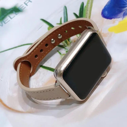Leather Replacement Watch Band For Apple Watch 40mm 44mm