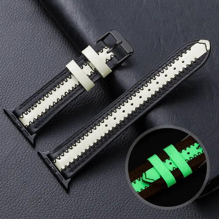 Cowhide Leather Luminous Band For Apple Watch 40/41/44/45mm