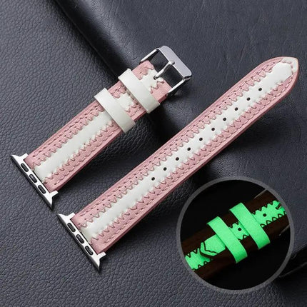 Cowhide Leather Luminous Band For Apple Watch 40/41/44/45mm