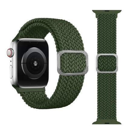 Braided Elastic Buckle Watch Band For Apple Watch Rainbow