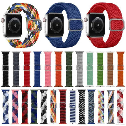 Braided Elastic Buckle Watch Band For Apple Watch Rainbow