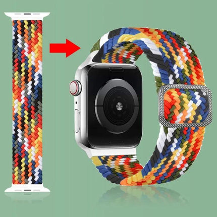 Apple Watch Braided Elastic Buckle Band Rainbow 38-42mm