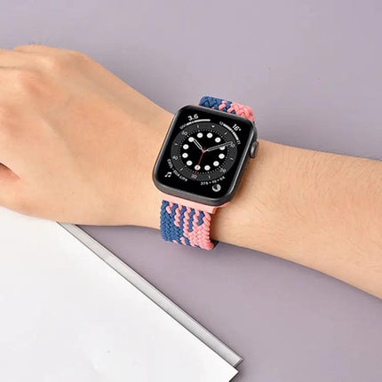 Apple Watch Braided Elastic Buckle Band Rainbow 38-42mm