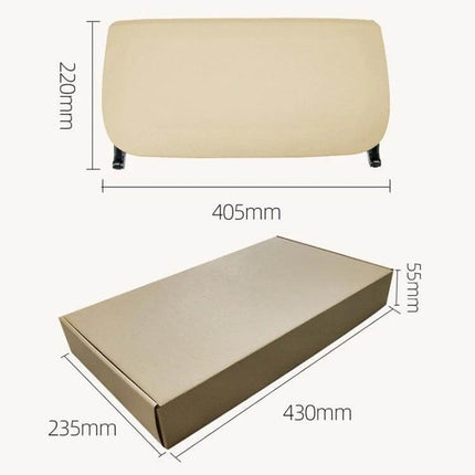 Car Seat Rear Panel Storage Bag For BMW 5 Series And 7 Series - beige leather-textured rear panel with dimensions and packaging box