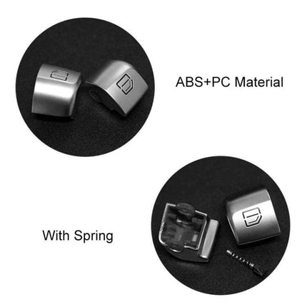 Car Window Lift Switch Button, 20x15mm, Mercedes-Benz Compatible - silver ABS+PC replacement with spring and icon