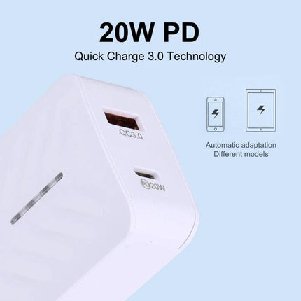 Essential Travel Charger for Devices During Daily Commutes white 20W PD dual-port quick charge adapter