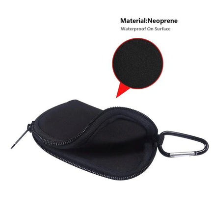 Keep Your Earphones Protected in a Compact Daily Bag - Neoprene zip pouch with carabiner for AirPods, cords, keys and cards