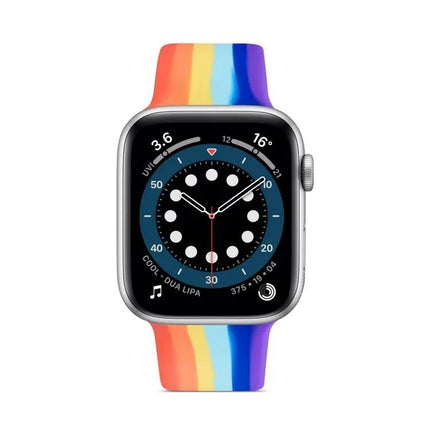 Rainbow Silicone Watch Band For Apple Watch 38mm to 45mm