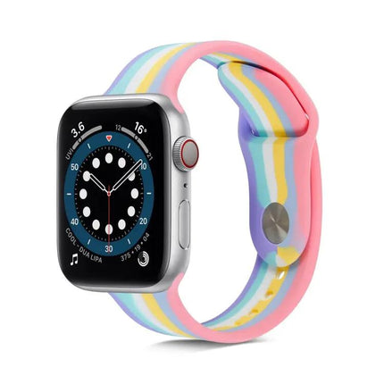 Rainbow Silicone Watch Band For Apple Watch 38mm to 45mm