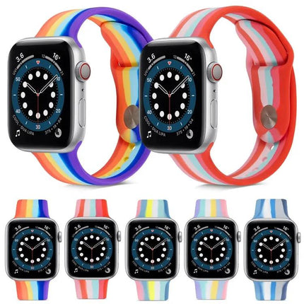 Rainbow Silicone Watch Band For Apple Watch 38mm to 45mm