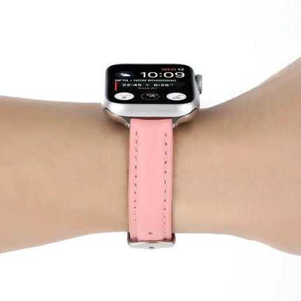 14mm Slim Genuine Leather Apple Watch Adjustable Strap