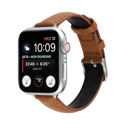 14mm Slim Genuine Leather Apple Watch Adjustable Strap