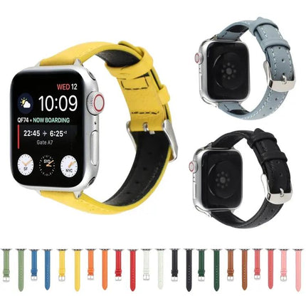 14mm Slim Genuine Leather Apple Watch Adjustable Strap