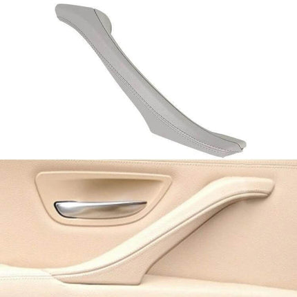 Car Leather Right Side Inner Door Handle Black for BMW - leather-textured ABS+PC replacement armrest handle, OEM-fit