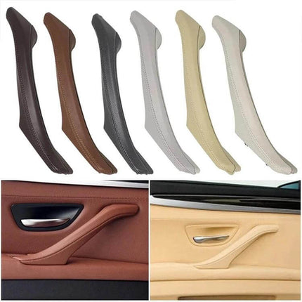 Car Leather Right Side Inner Door Handle Black for BMW - leather-textured ABS+PC replacement for inner door armrest, OEM look