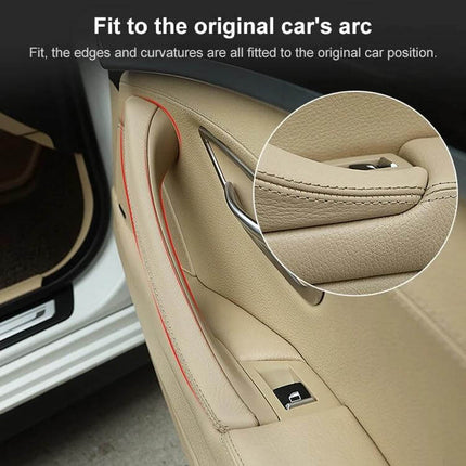 Car Leather Right Side Inner Door Handle Black for BMW - leather-textured ABS+PC direct replacement mounts in inner door armrest