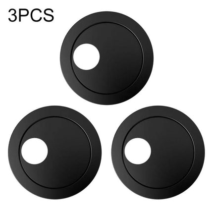 Webcam Privacy Covers, Pack of 3, for Laptops and Phones low-profile round black sliding camera covers shown on white background