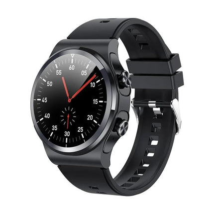 Compact Watch for On-the-Go Health Tracking and Calls - black round smartwatch showing activity and call controls for everyday health monitoring