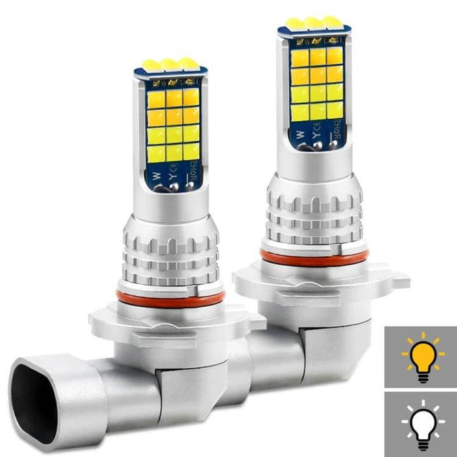 Dual Color Car Fog Light Kit For Foggy Weather Everyday Driving - dual-color 6000K white and 3000K amber LED fog lights