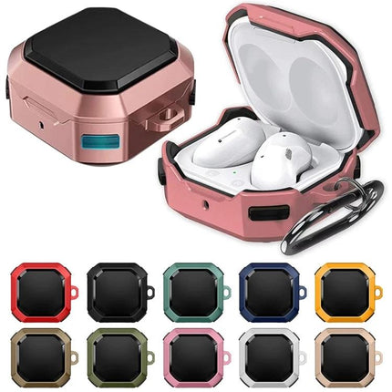 Convenient Protective Case for Earphones on Daily Outings - dustproof antifouling pink hard-shell case with carabiner for easy charging