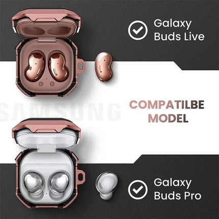 Convenient Protective Case for Earphones on Daily Outings - rose gold dustproof case compatible with Galaxy Buds Live and Buds Pro, quick charge access