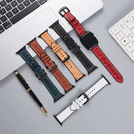 Ostrich Texture Leather Apple Watch Replacement Bands