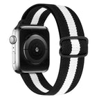 For Apple Watch Series 9&8&7 41mm / SE 3&SE 2&6&SE&5&4 40mm / 3&2&1 38mm / Black White Stripes