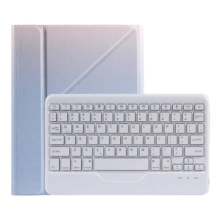 Leather Case with Splittable Bluetooth Keyboard for iPad Models showing removable white keyboard and protective leather shell