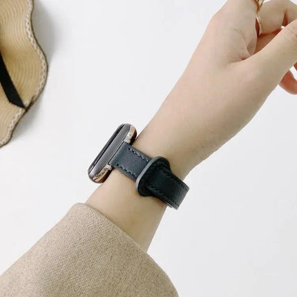 Leather Double Stud Buckle Strap for Apple Watch 38-45mm