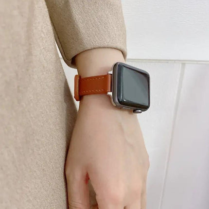 Leather Double Stud Buckle Strap for Apple Watch 38-45mm