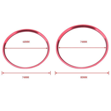 Mercedes-Benz Car Air Outlet Decorative Ring Set (5-Pack) showing red powder-coated rings 68mm and 74mm sizes for vent customization