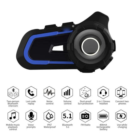 WUPP Motorcycle Bluetooth Headset For Hands Free Riding with Bluetooth 5.1 noise reduction and intercom features