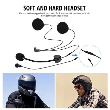 WUPP Bluetooth Intercom Headset for Motorcycle Communication soft and hard helmet mics shown with foam pads and boom mic for clear hands-free riding audio