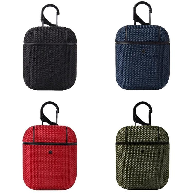 Keep Your Earphones Protected in This Cloth Case for Daily Use - four breathable fabric earphone cases with carabiner in black navy red olive