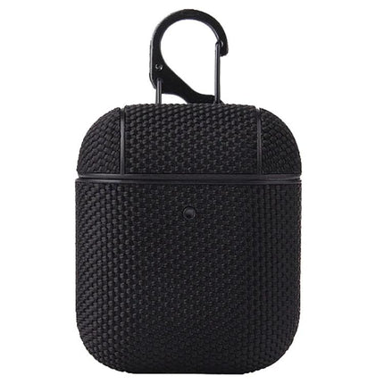 Keep Your Earphones Protected in This Cloth Case for Daily Use - black woven earphone pouch with carabiner