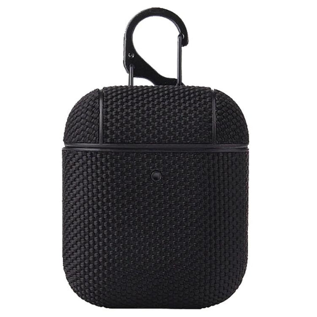 Keep Your Earphones Protected in This Cloth Case for Daily Use - Black woven protective earphone case with carabiner