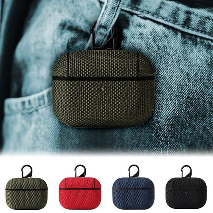 Keep Your Earphones Protected in This Cloth Case for Daily Use - textured fabric earphone case with carabiner for commuting and gym