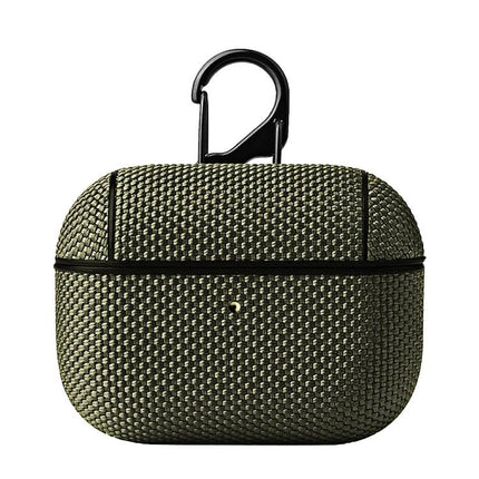 Keep Your Earphones Protected in This Cloth Case for Daily Use - olive woven fabric protective earphone case with carabiner