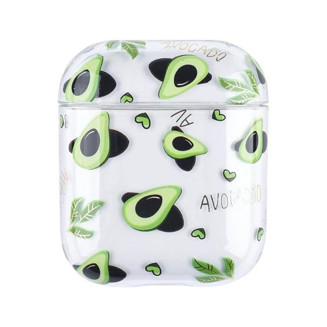 Daily Protective Case with Fruit Pattern for AirPods - white PC case with avocado pattern, scratch and dust resistant, easy charging access