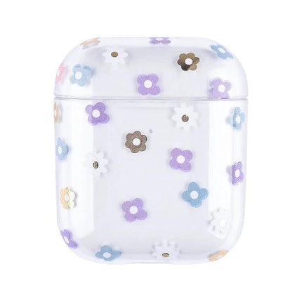 Daily Protective Case with Fruit Pattern for AirPods — Clear PC case with pastel flower fruit pattern, scratch‑resistant protection and easy charging access